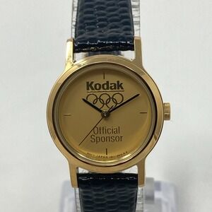 Vintage Kodak Olympics Watch Women 23mm Gold Tone V811-0810 New Battery 7.75"